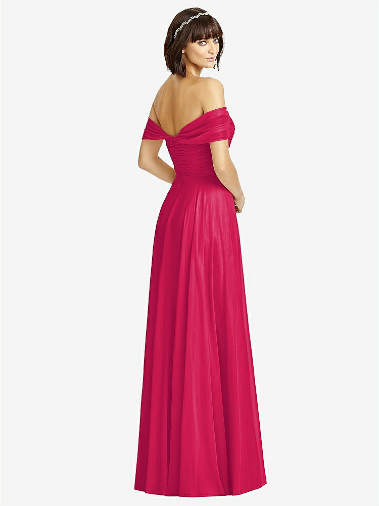【STYLE: 2970】Off-the-Shoulder Draped Chiffon Maxi Dress【COLOR: Vivid Pink】