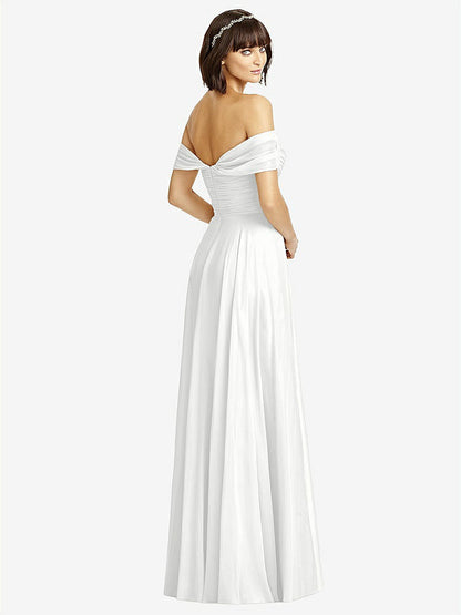 【STYLE: 2970】Off-the-Shoulder Draped Chiffon Maxi Dress【COLOR: White】