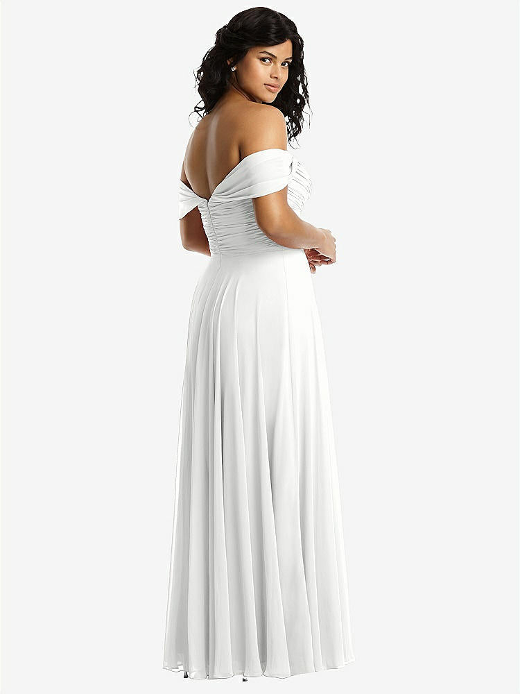 【STYLE: 2970】Off-the-Shoulder Draped Chiffon Maxi Dress【COLOR: White】