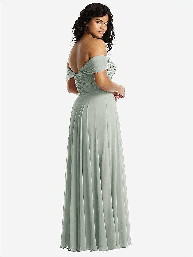 【STYLE: 2970】Off-the-Shoulder Draped Chiffon Maxi Dress【COLOR: Willow Green】