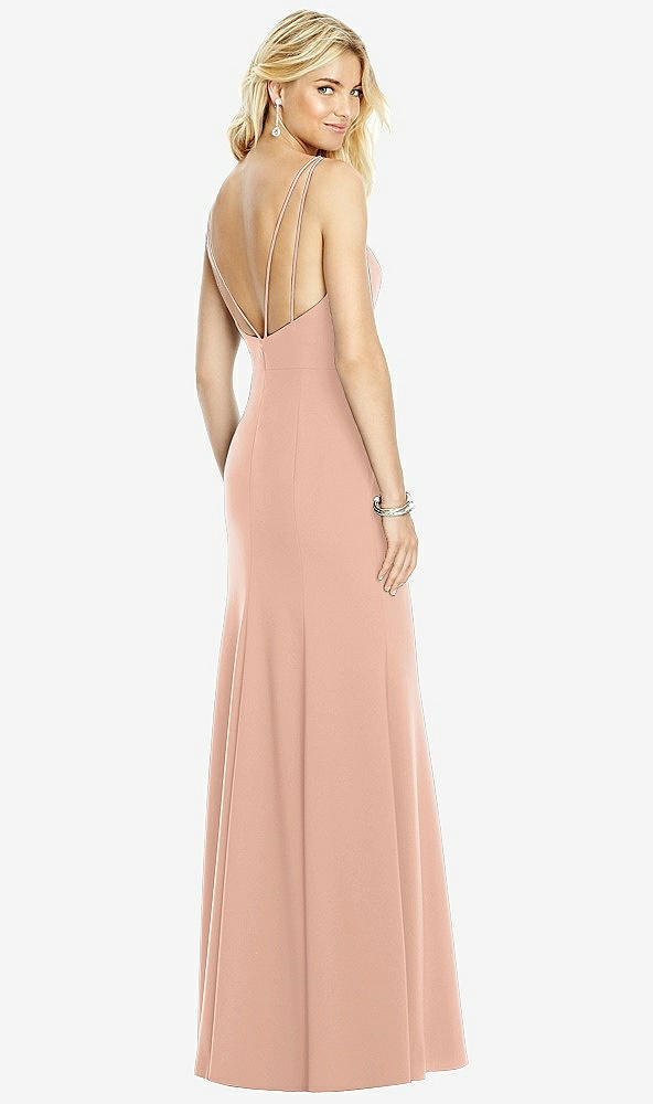 【NEW】【STYLE: 6758】Bateau ネック オープンバック トランペット ガウン【COLOR: Pale Peach】【SIZE: 00-30W】
