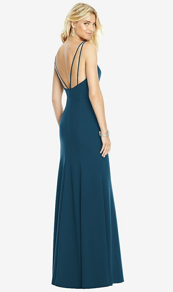 【NEW】【STYLE: 6758】Bateau ネック オープンバック トランペット ガウン【COLOR: Atlantic Blue】【SIZE: 00-30W】
