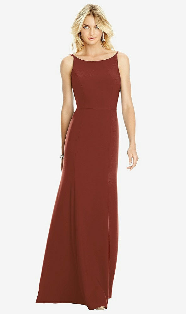 【STYLE: 6758】Bateau Neck Open-Back Trumpet Gown【COLOR: Auburn Moon】