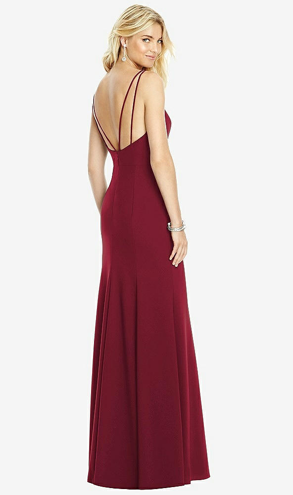【NEW】【STYLE: 6758】Bateau ネック オープンバック トランペット ガウン【COLOR: Burgundy】【SIZE: 00-30W】