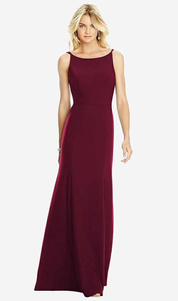 【NEW】【STYLE: 6758】Bateau ネック オープンバック トランペット ガウン【COLOR: Cabernet】【SIZE: 00-30W】