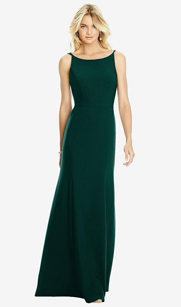 【STYLE: 6758】Bateau Neck Open-Back Trumpet Gown【COLOR: Evergreen】