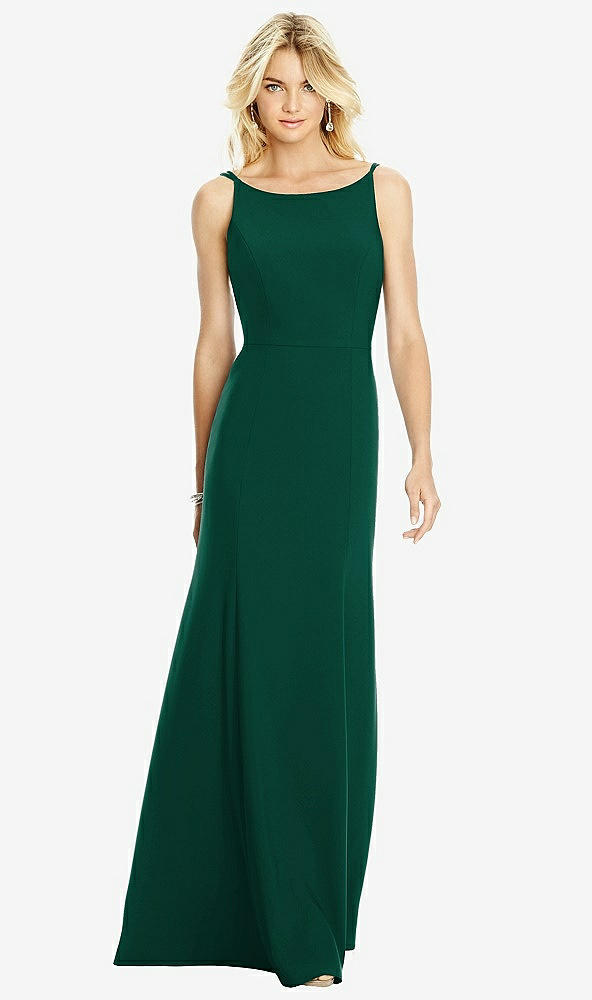 【NEW】【STYLE: 6758】Bateau ネック オープンバック トランペット ガウン【COLOR: Hunter Green】【SIZE: 00-30W】