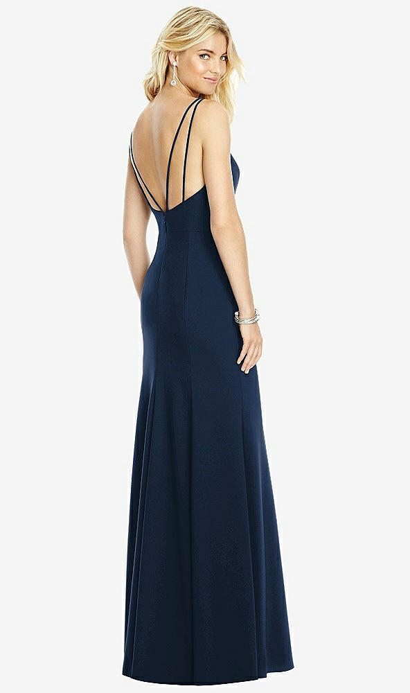 【NEW】【STYLE: 6758】Bateau ネック オープンバック トランペット ガウン【COLOR: Midnight Navy】【SIZE: 00-30W】