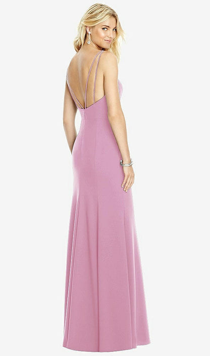 【NEW】【STYLE: 6758】Bateau ネック オープンバック トランペット ガウン【COLOR: Powder Pink】【SIZE: 00-30W】
