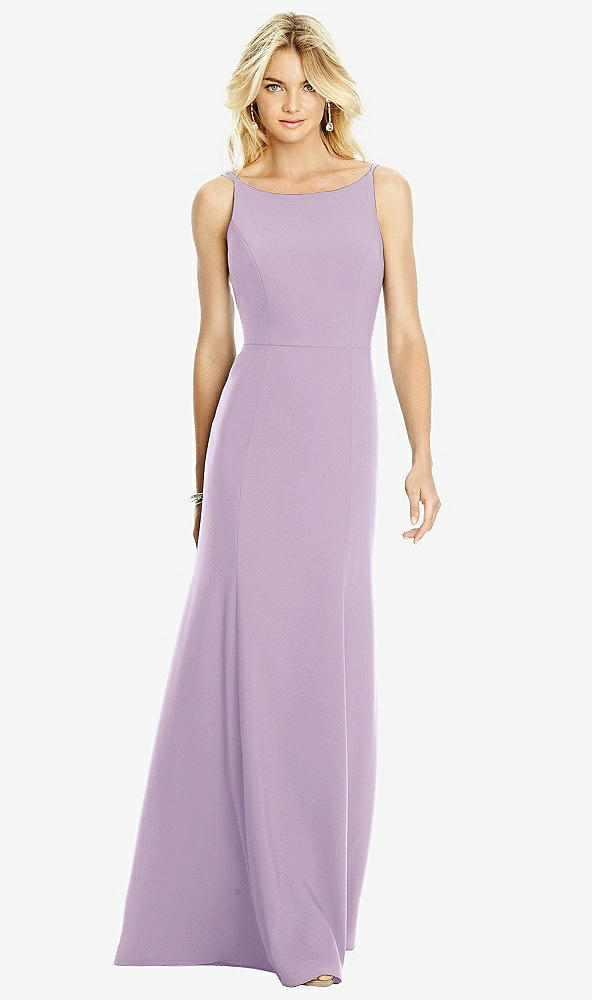【NEW】【STYLE: 6758】Bateau ネック オープンバック トランペット ガウン【COLOR: Pale Purple】【SIZE: 00-30W】