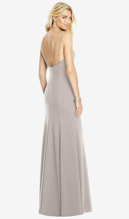 【NEW】【STYLE: 6758】Bateau ネック オープンバック トランペット ガウン【COLOR: Taupe】【SIZE: 00-30W】