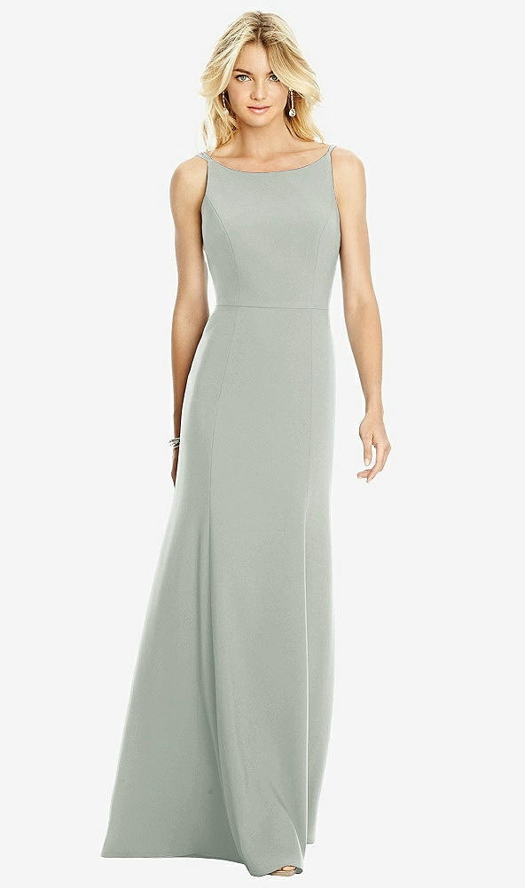 【STYLE: 6758】Bateau Neck Open-Back Trumpet Gown【COLOR: Willow Green】