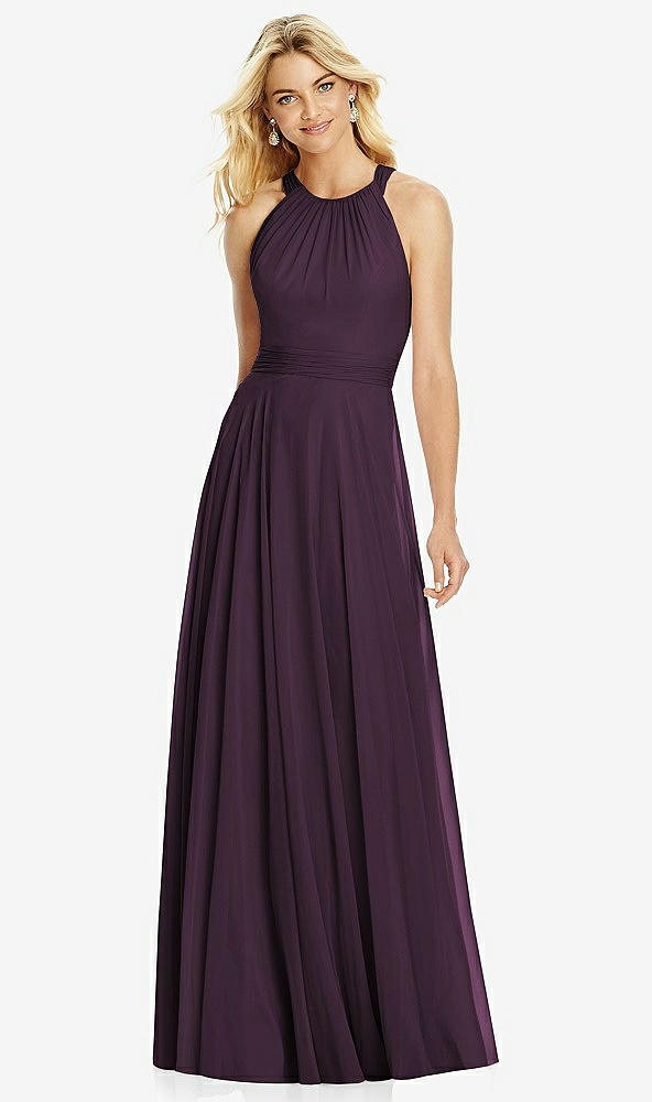 【NEW】【STYLE: 6760】クロス ストラップ オープンバック ホルター マキシ ドレス【COLOR: Aubergine】【SIZE: 00-30W】