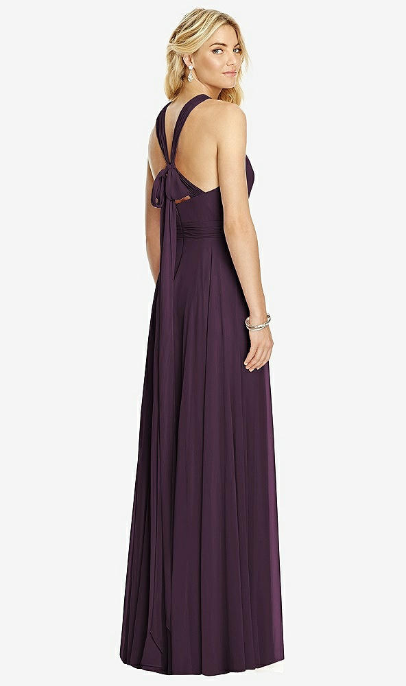 【NEW】【STYLE: 6760】クロス ストラップ オープンバック ホルター マキシ ドレス【COLOR: Aubergine】【SIZE: 00-30W】