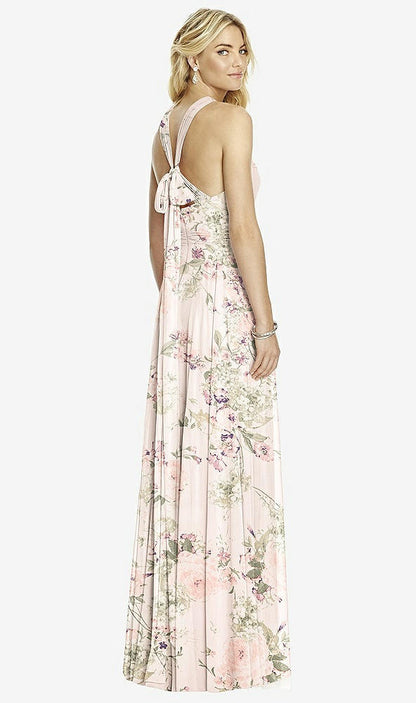 【NEW】【STYLE: 6760】クロス ストラップ オープンバック ホルター マキシ ドレス【COLOR: Blush Garden】【SIZE: 00-30W】
