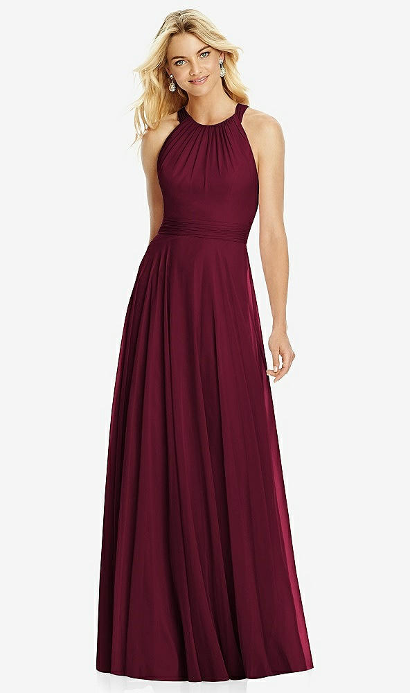 【NEW】【STYLE: 6760】クロス ストラップ オープンバック ホルター マキシ ドレス【COLOR: Cabernet】【SIZE: 00-30W】