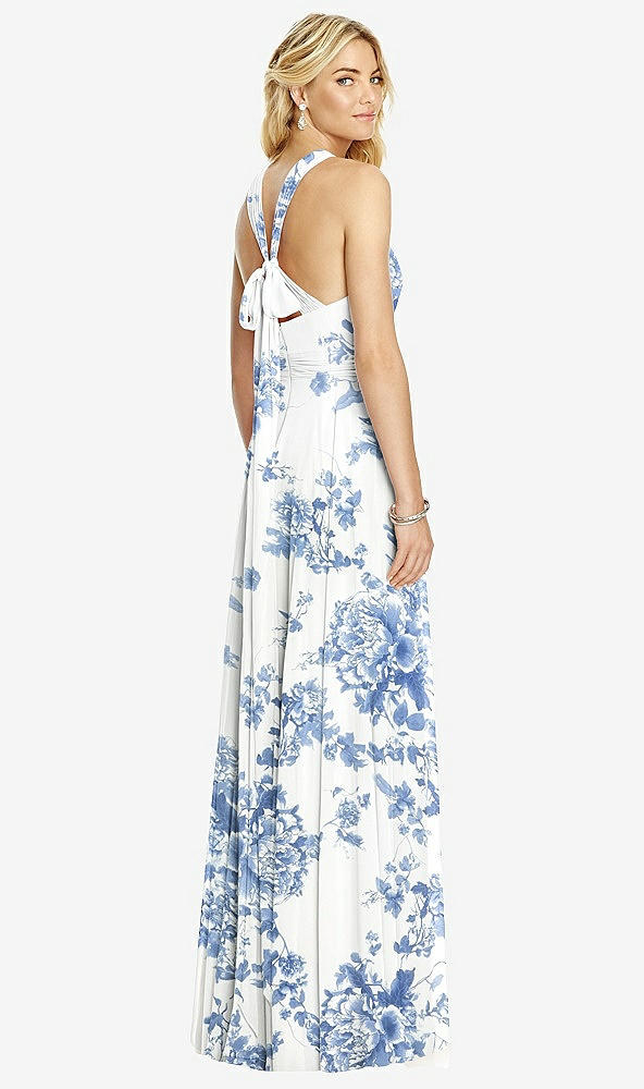 【STYLE: 6760】Cross Strap Open-Back Halter Maxi Dress【COLOR: Cottage Rose Dusk Blue】