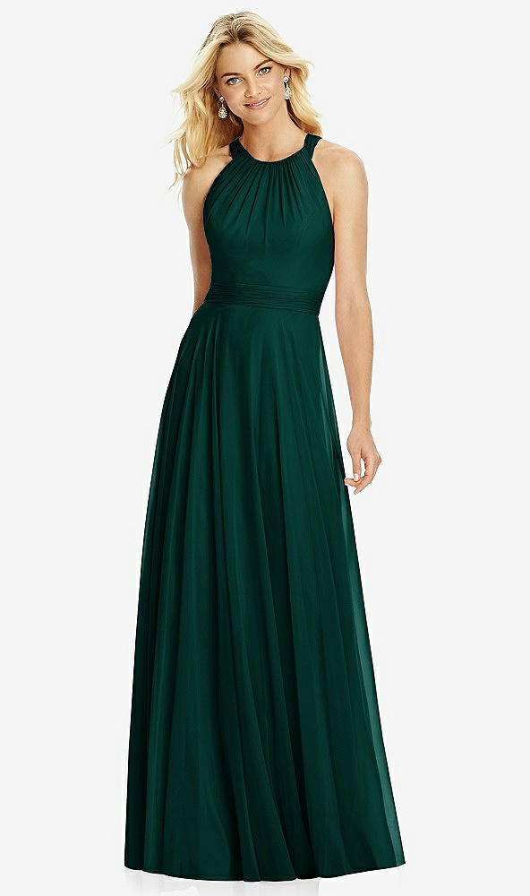 【STYLE: 6760】Cross Strap Open-Back Halter Maxi Dress【COLOR: Evergreen】
