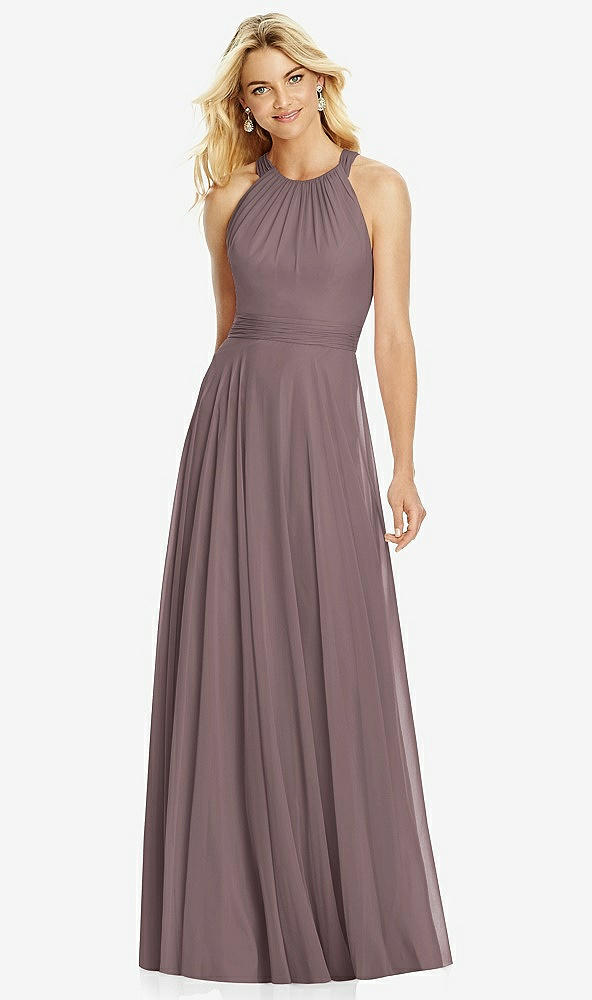 【STYLE: 6760】Cross Strap Open-Back Halter Maxi Dress【COLOR: French Truffle】