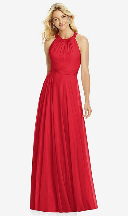 【NEW】【STYLE: 6760】クロス ストラップ オープンバック ホルター マキシ ドレス【COLOR: Parisian Red】【SIZE: 00-30W】