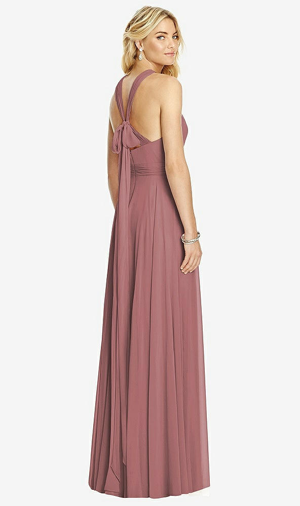 【STYLE: 6760】Cross Strap Open-Back Halter Maxi Dress【COLOR: Rosewood】
