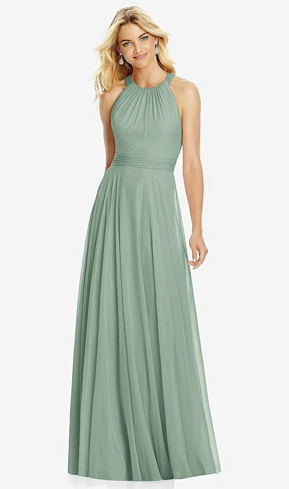【STYLE: 6760】Cross Strap Open-Back Halter Maxi Dress【COLOR: Seagrass】