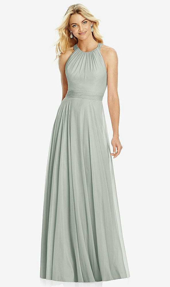 【STYLE: 6760】Cross Strap Open-Back Halter Maxi Dress【COLOR: Willow Green】