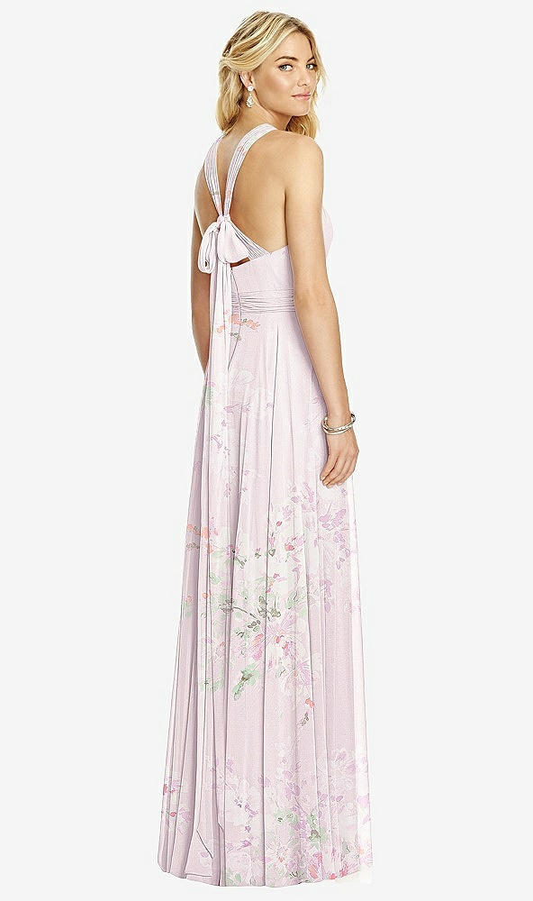 【STYLE: 6760】Cross Strap Open-Back Halter Maxi Dress【COLOR: Watercolor Print】