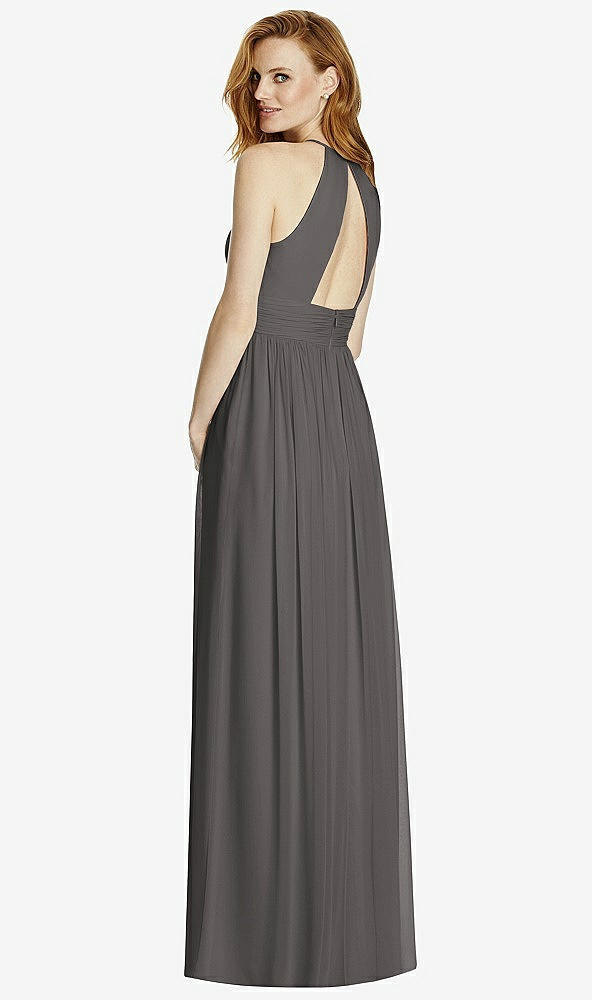 【NEW】【STYLE: 4511】カットアウト オープンバック Shirred Halter Maxi ドレス【COLOR: Caviar Gray】【SIZE: 00-30W】