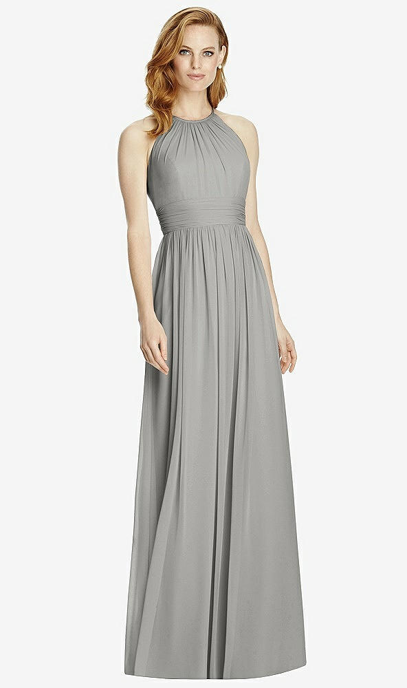 【NEW】【STYLE: 4511】カットアウト オープンバック Shirred Halter Maxi ドレス【COLOR: Chelsea Gray】【SIZE: 00-30W】