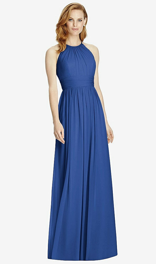 【NEW】【STYLE: 4511】カットアウト オープンバック Shirred Halter Maxi ドレス【COLOR: Classic Blue】【SIZE: 00-30W】