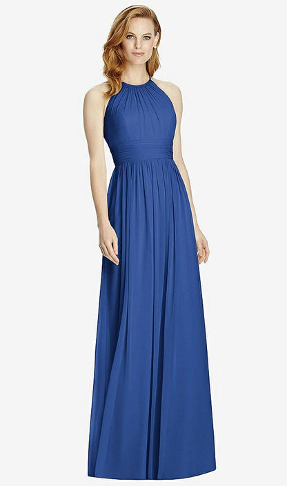 【NEW】【STYLE: 4511】カットアウト オープンバック Shirred Halter Maxi ドレス【COLOR: Classic Blue】【SIZE: 00-30W】