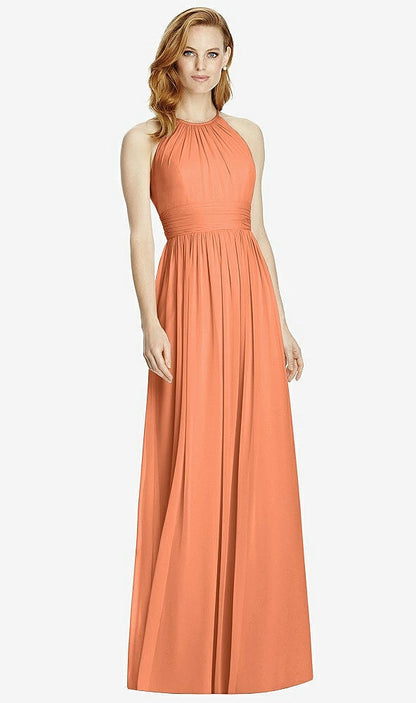 【NEW】【STYLE: 4511】カットアウト オープンバック Shirred Halter Maxi ドレス【COLOR: Sweet Melon】【SIZE: 00-30W】