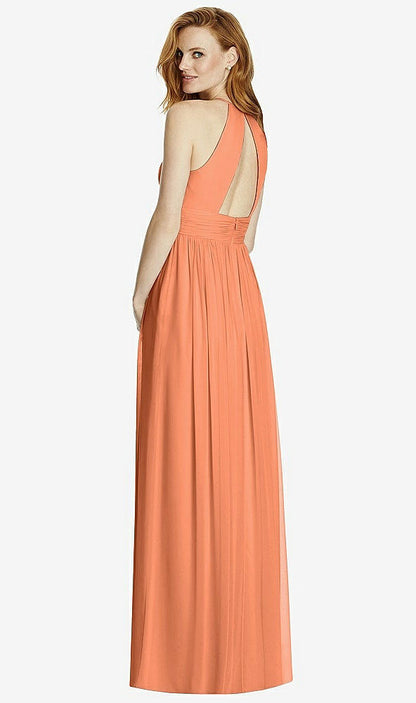 【NEW】【STYLE: 4511】カットアウト オープンバック Shirred Halter Maxi ドレス【COLOR: Sweet Melon】【SIZE: 00-30W】