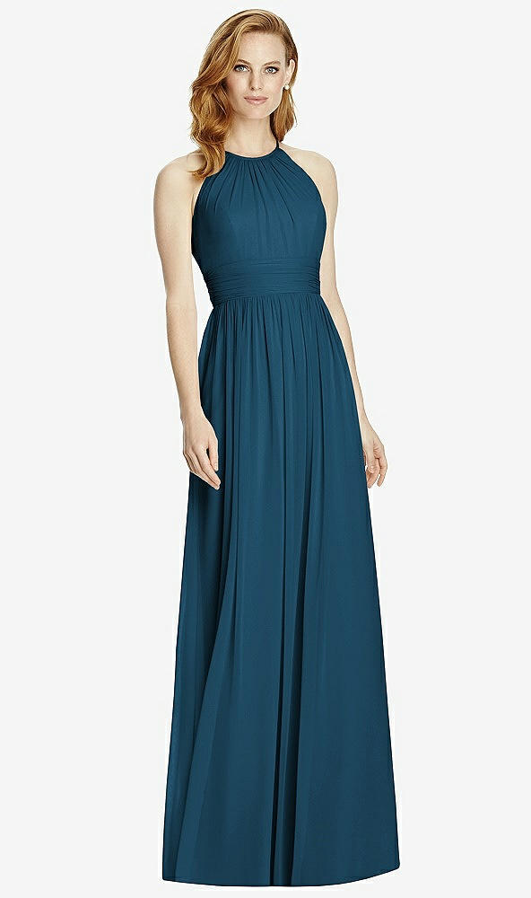 【NEW】【STYLE: 4511】カットアウト オープンバック Shirred Halter Maxi ドレス【COLOR: Atlantic Blue】【SIZE: 00-30W】