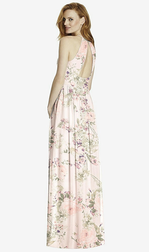 【NEW】【STYLE: 4511】カットアウト オープンバック Shirred Halter Maxi ドレス【COLOR: Blush Garden】【SIZE: 00-30W】