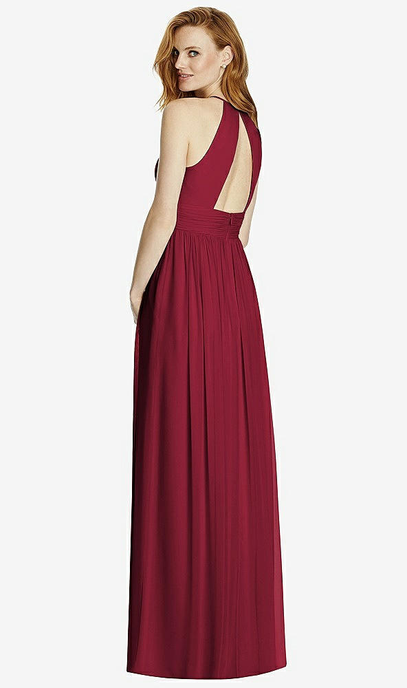 【NEW】【STYLE: 4511】カットアウト オープンバック Shirred Halter Maxi ドレス【COLOR: Burgundy】【SIZE: 00-30W】