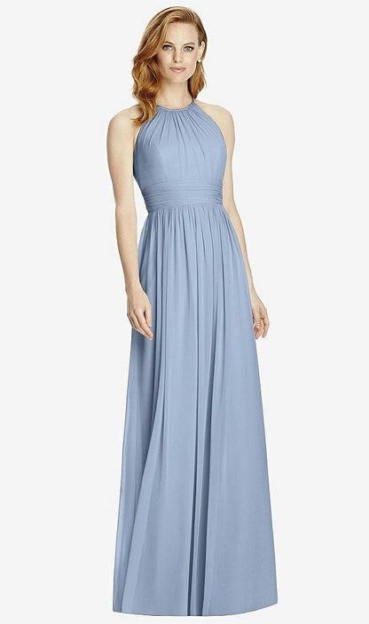 【NEW】【STYLE: 4511】カットアウト オープンバック Shirred Halter Maxi ドレス【COLOR: Cloudy】【SIZE: 00-30W】