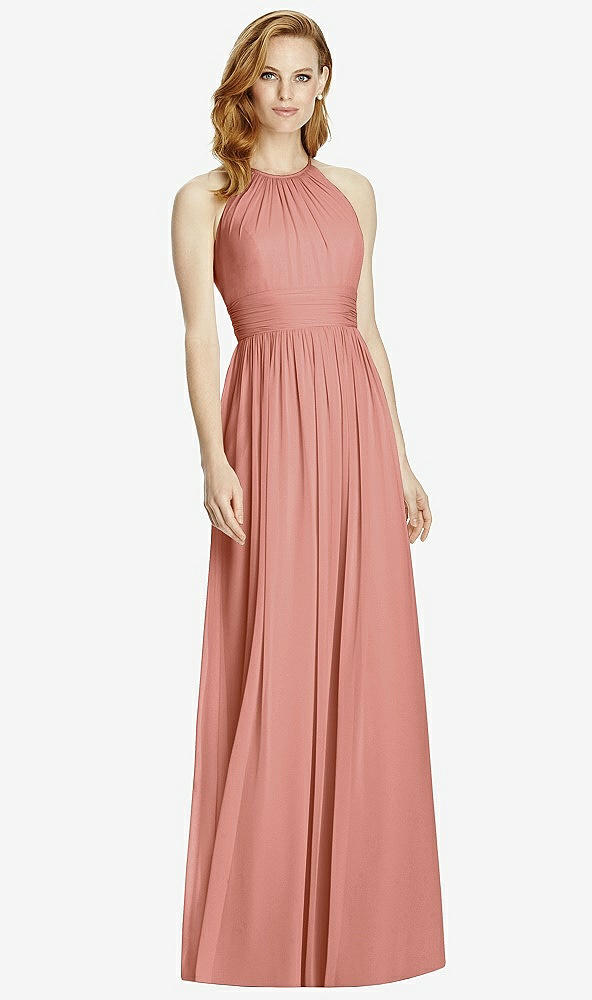 【NEW】【STYLE: 4511】カットアウト オープンバック Shirred Halter Maxi ドレス【COLOR: Desert Rose】【SIZE: 00-30W】