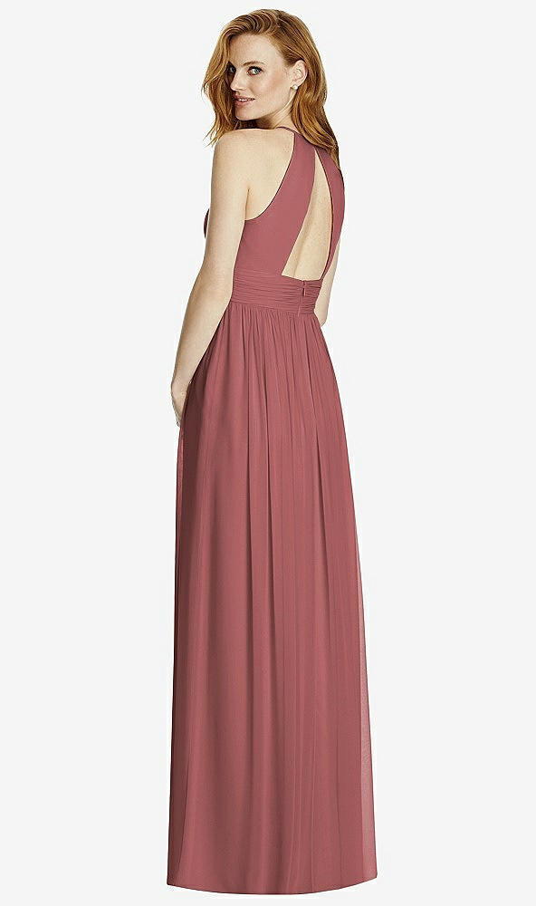 【NEW】【STYLE: 4511】カットアウト オープンバック Shirred Halter Maxi ドレス【COLOR: English Rose】【SIZE: 00-30W】