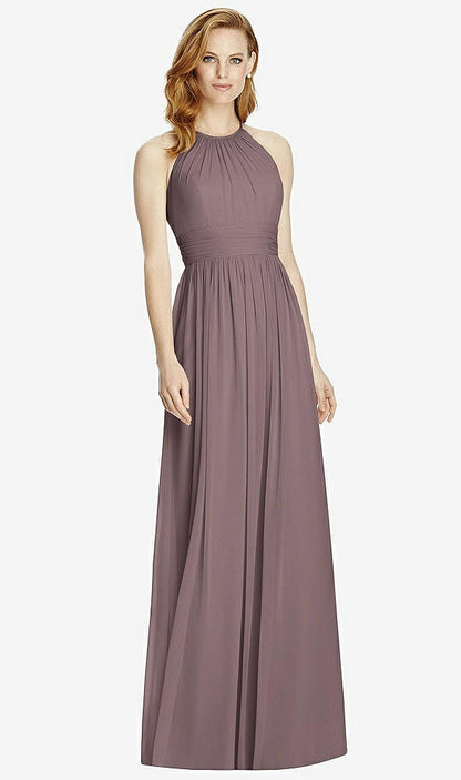 【NEW】【STYLE: 4511】カットアウト オープンバック Shirred Halter Maxi ドレス【COLOR: French Truffle】【SIZE: 00-30W】