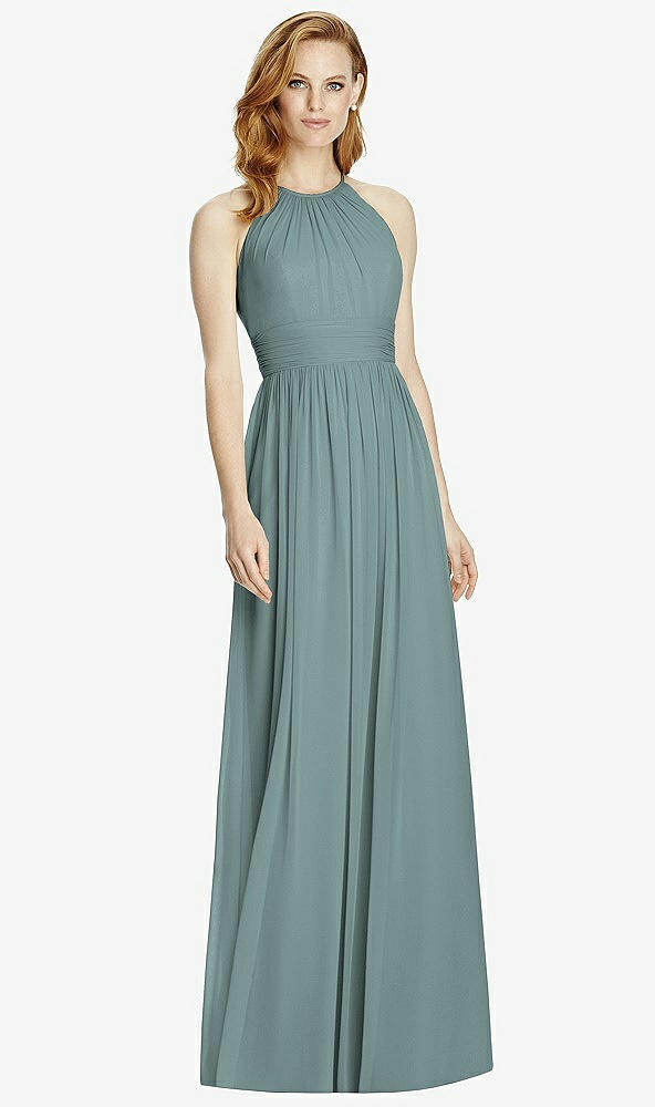 【NEW】【STYLE: 4511】カットアウト オープンバック Shirred Halter Maxi ドレス【COLOR: Icelandic】【SIZE: 00-30W】