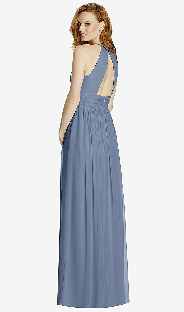 【NEW】【STYLE: 4511】カットアウト オープンバック Shirred Halter Maxi ドレス【COLOR: Larkspur Blue】【SIZE: 00-30W】