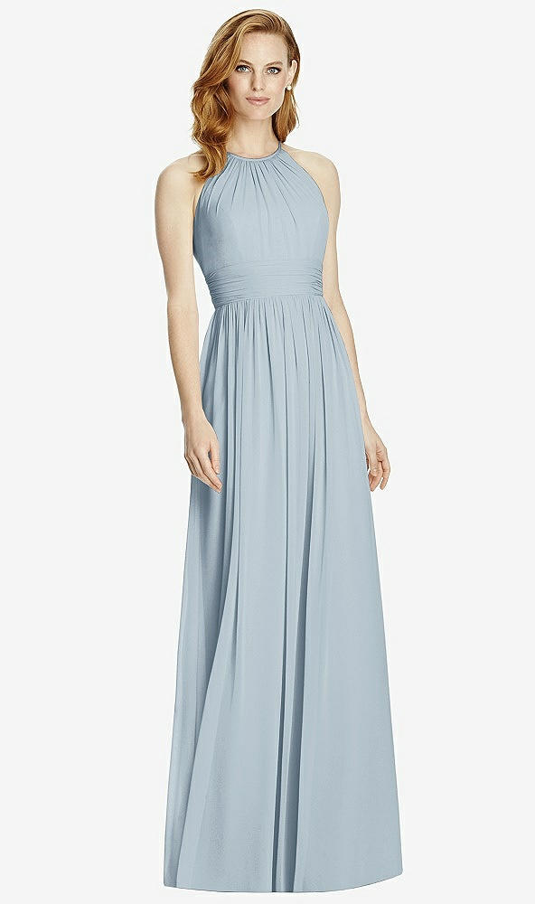【NEW】【STYLE: 4511】カットアウト オープンバック Shirred Halter Maxi ドレス【COLOR: Mist】【SIZE: 00-30W】