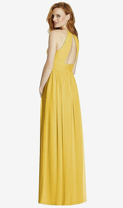 【NEW】【STYLE: 4511】カットアウト オープンバック Shirred Halter Maxi ドレス【COLOR: Marigold】【SIZE: 00-30W】