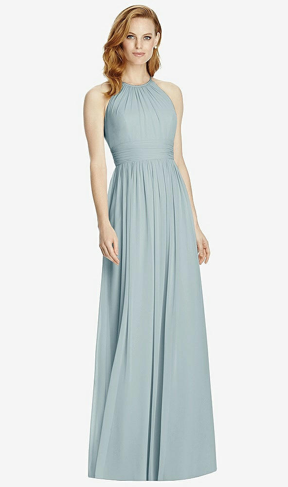 【NEW】【STYLE: 4511】カットアウト オープンバック Shirred Halter Maxi ドレス【COLOR: Morning Sky】【SIZE: 00-30W】