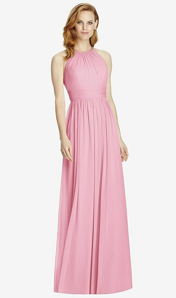 【NEW】【STYLE: 4511】カットアウト オープンバック Shirred Halter Maxi ドレス【COLOR: Peony Pink】【SIZE: 00-30W】