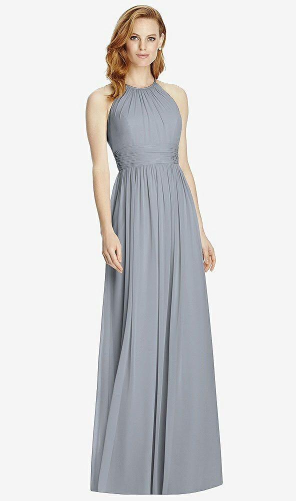 【NEW】【STYLE: 4511】カットアウト オープンバック Shirred Halter Maxi ドレス【COLOR: Platinum】【SIZE: 00-30W】