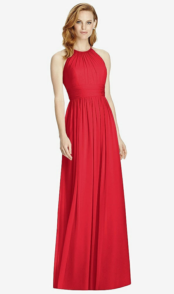 【NEW】【STYLE: 4511】カットアウト オープンバック Shirred Halter Maxi ドレス【COLOR: Parisian Red】【SIZE: 00-30W】