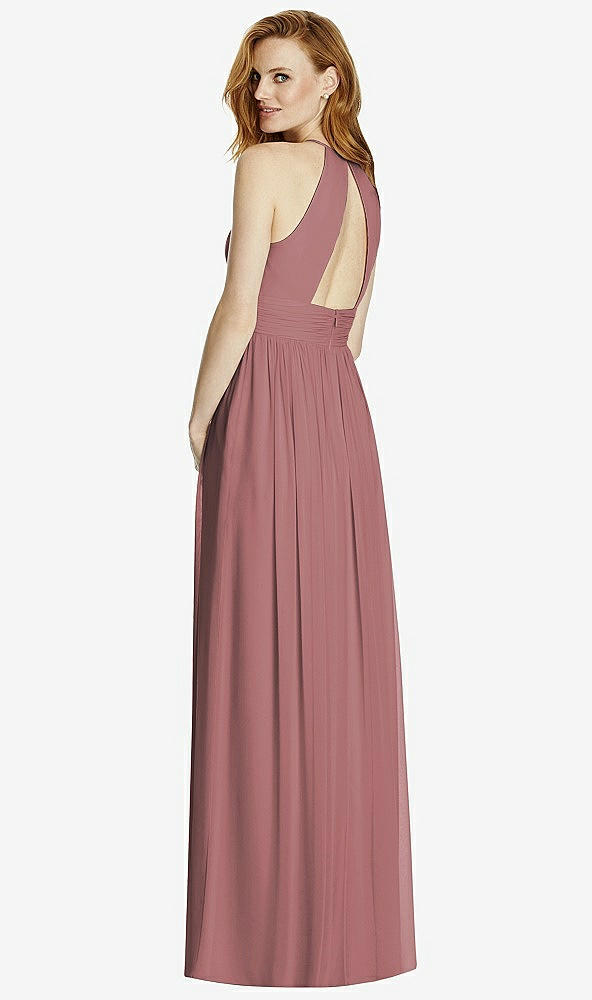 【NEW】【STYLE: 4511】カットアウト オープンバック Shirred Halter Maxi ドレス【COLOR: Rosewood】【SIZE: 00-30W】